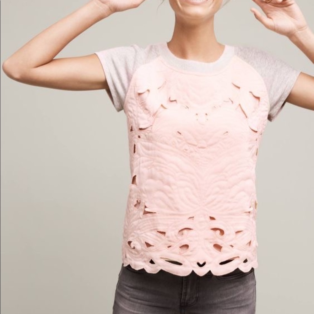 Anthropologie Embroidered Sweatshirt Top by Sat/Sun Sz S EUC